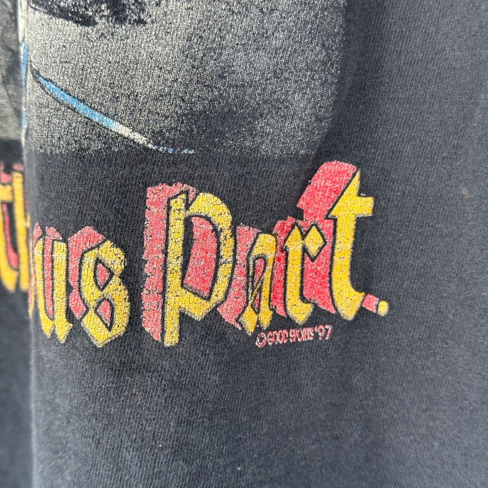 Vintage 90s Eagle Vision Till Death Motorcycle Shirt Black M Distressed Single - Picture 3 of 10